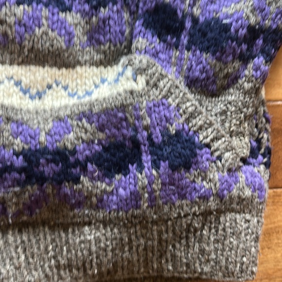 Vtg Nordic fair isle handknit cardigan wool sweater - Picture 2 of 5